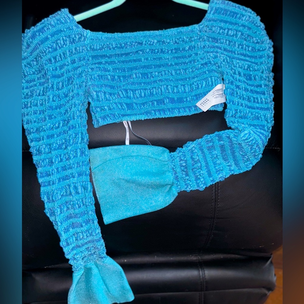 Hervè Lèger Puckered Puff Shoulder Top